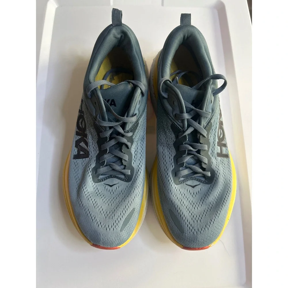 Hoka Blue Yellow Bondi 8 Running Shoes Mens 9.5D